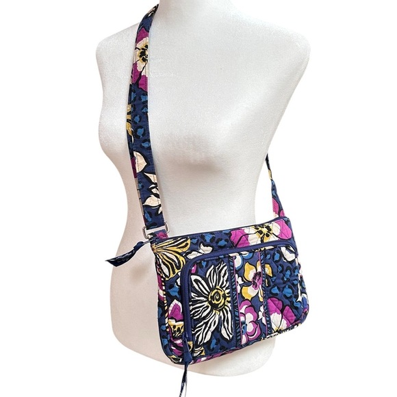 Vera Bradley Little Hipster Crossbody Bag African Violet Quilted Blue Womens - Picture 2 of 14